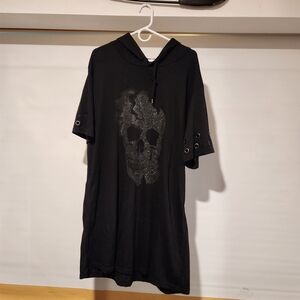 Black Hot Topic Hoodie Dress with Skull Design